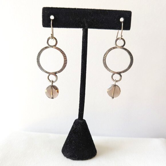 Silpada "Twist & Turn" Sterling Faceted Brown Smokey Quartz Earrings  W1495 - Picture 1 of 3